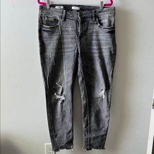 Vigoss Charcoal Distressed Ankle Jeans